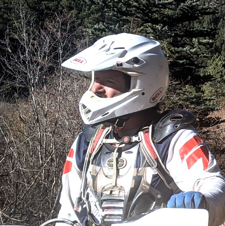 Any Lee of Leadville - Dirtbike Guide Colorado Picture of Colorado dirt bike guide in helmet and gear