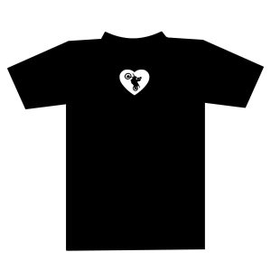 Image of dirtbike t-shirt with rider in a heart.