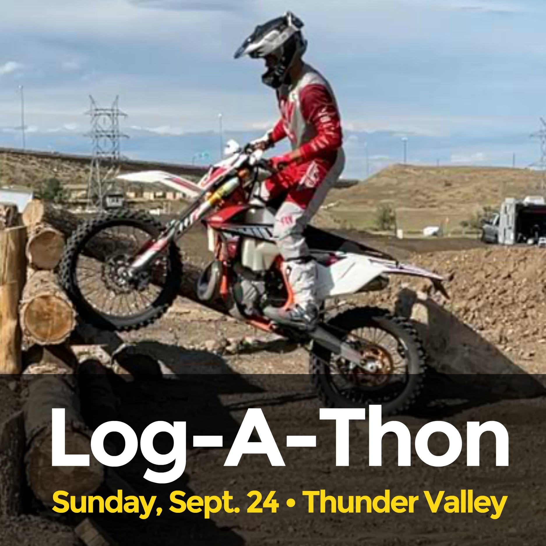 Hard Enduro Rider Rich Larson going up a set of 3 logs on a dirtbike